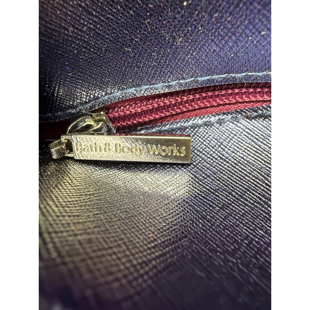 Bath & Body Works Metallic Navy Burgundy Large Tote Shoulder Bag - Picture 4 of 5